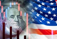 US flag, wall street