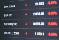 macro shot of computer monitor with world stock market chart in trading application
