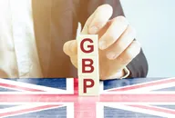 Man made word gbp with wood blocks with uk flag