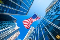 US flag, wall street