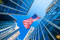 US flag, wall street