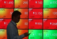 Indonesian stock market screen.