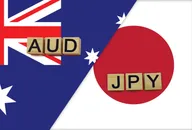 Australian and Japanese currency tickers on their respective flags