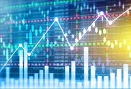 Financial stock market graph.