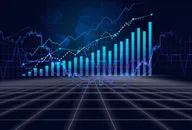 Stock market exchange technology or world economy, business growth concept. Abstract financial charts and graphs background. 3d Illustration.