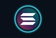 The Solana logo, featuring the letter S within a blue neon circle, on a black background