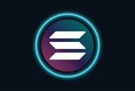 The Solana logo, featuring the letter S within a blue neon circle, on a black background