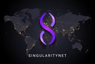 SingularityNET logo on world map background