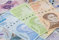 Bolivares or Bolivar money of the republic Venezuela. Close up to the currency of the south American country Venezuela.