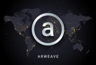 Arweave crypto digital payment system blockchain concept. Cryptocurrency isolated on earth night lights world map background. Vector illustration