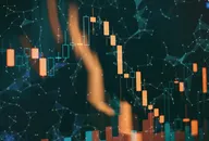 indicators including volume analysis for professional technical analysis on the monitor of a computer. Fundamental and technical analysis concept.