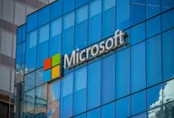 Microsoft logo on an office tower exterior in downtown Vancouver.