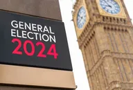 General Election 2024 written on a sign with Elizabeth Tower and Big Ben in the background