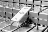 Bank reserve silver bars arranged in rows