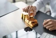 Gold bars shining metal commodity
