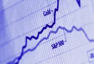 a chart showing two lines on a stock chart of the S&P 500 and gold