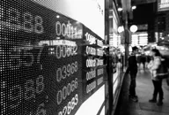 Black and white trading chart screen
