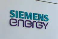 Siemens Energy logo displayed on a white exterior wall of a modern building