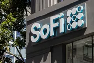Exterior sign of SoFi mounted on a modern building facade