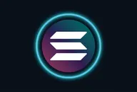 Das Solana-Logo mit dem Buchstaben S in einem blauen Neonkreis auf schwarzem Hintergrund