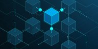 Representation of a blockchain with blocks connected to each with links that include a tick