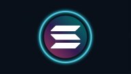 The Solana logo, featuring the letter S within a blue neon circle, on a black background