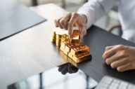 Gold bars shining metal commodity