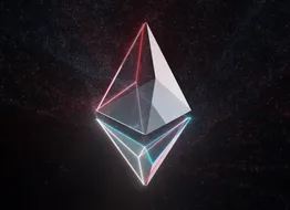 The double pyramid Ethereum logo on a black background
