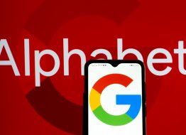 Alphabet Inc and Google Alphabet Inc and Google logos on a smartphone screen
