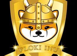 Floki Inu coin token crypto currency with golden shield, Baby doge flokin inu to the moon. vector eps 10