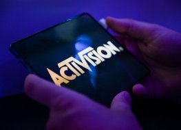 Activision Blizzard logo on mobile phone. Photo: Getty