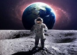 Photo of astronaut on moon