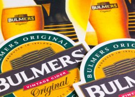 Bulmers cider logo on drinks mats