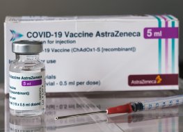 AstraZeneca Covid-19 vaccine box and serum