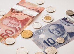 A selection of Canadian money