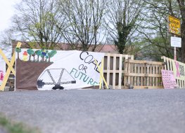 Coal Protests Protesters put up banners near the Garzweiler open-cast coal mine the day after a regional court ruled that a local farmer must move out to accommodate the mine's expansion, on 29 March, 2022 in Luetzerath, Germany.