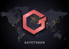 Illustration of the GateToken name and crypto icon over a world map