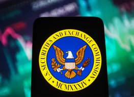 In this photo illustration, the US Securities and Exchange Commission (SEC) seal is seen displayed on a smartphone screen