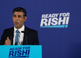 Rishi Sunak speaks at an event for the launch of his leadership bid