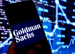 A image of the Goldman Sachs logo on a mobile phone