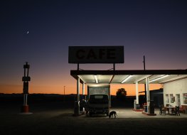 Gas station on Route 66 in the Mojave Desert 