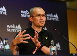 Changpeng Zhao, co-founder & CEO, Binance, at Media Village during day one of Web Summit 2022 at the Altice Arena in Lisbon, Portugal