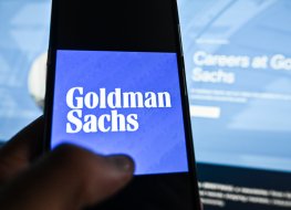 A Goldman Sachs logo displayed on a smartphone