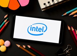 Intel logo shown on a smartphone screen
