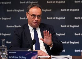 Governor of the Bank of England Andrew Bailey addresses the media during the Monetary Policy Report press conference at the Bank of England, in London, on February 2, 2023