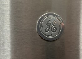 General Electric logo on a refrigerator