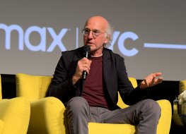 Larry David speaks on stage during the Curb Your Enthusiasm FYC Panel at DGA Theater Complex on 10 April, 2022 in Los Angeles, California