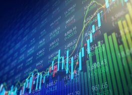 Rising stock market chart on a trading board background. Rising stock market chart on a trading board background.