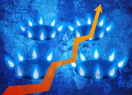 Natural gas price growth concept with gas burners 