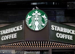  A Starbucks logo is seen in Times Square on 3 September, 2022 in New York City
